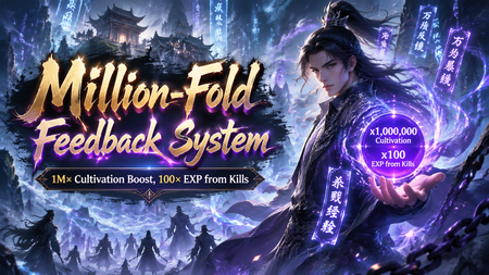 Million-Fold Feedback System: 1M× Cultivation Boost, 100× EXP from Kills